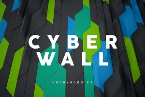 抽象网络彩色块状背景墙素材v.2 Cyber Wall Backgrounds 2
