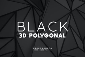 黑色极简主义3D多边形背景 Black 3D Polygonal Backgrounds