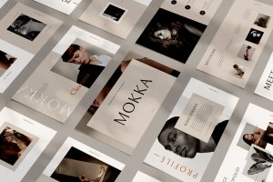 时尚品牌新品发布lookbook排版PPT模板 Mokka Powerpoint