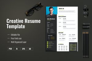 两列式标准个人简历设计模板 Creative Resume & CV Template