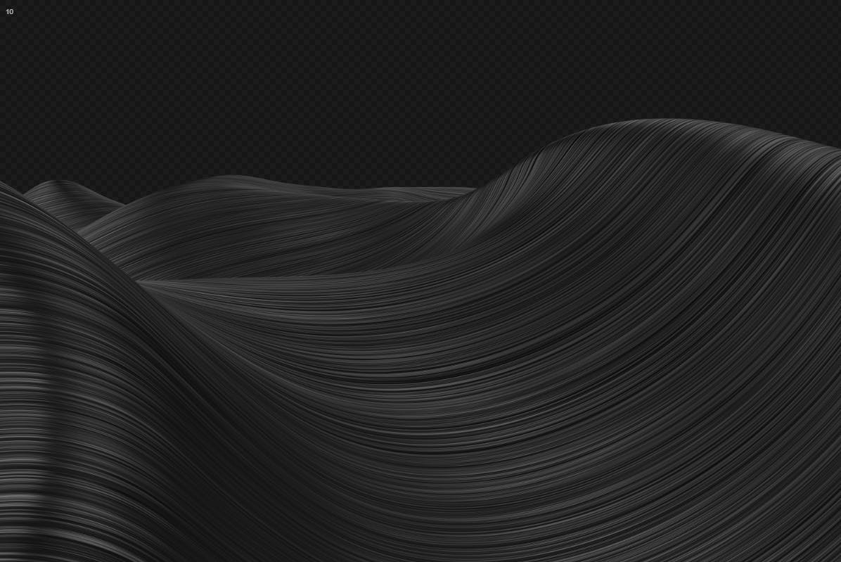 抽象3D金属黑波浪条纹高清背景图 Abstract 3D Wavy Striped Backgrounds – Black Color-变色鱼