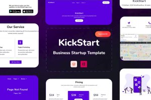 简单初学个性向KickStart创意数字商务元素WordPress模板套件 KickStart – Creative Digital Business Elementor Template Kit