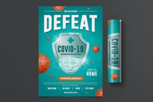 Covid-19新冠状病毒预防宣传单模板 Corona Prevent Flyer