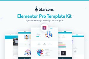 经典洁白现代优雅清爽设计感启动WordPress模板套件 Starcom – Saas & Startup Template Kit
