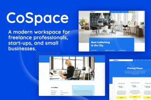 现代共享办公室/共享空间租赁服务公司网站WP模板[for Elementor] CoSpace Coworking – Modern Workspace