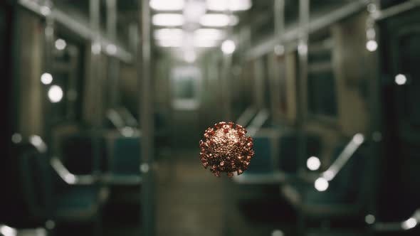 冠状病毒Covid-19地铁车厢场景流行传播模拟高清视频素材v9 Coronavirus Covid-19 Epidemic in Subway Car