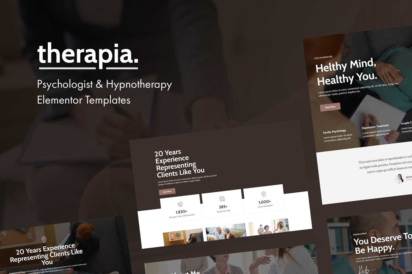 专业高端科技医学心理治疗学催眠治疗元素WordPress模板 Therapia – Psychologist & Hypnotherapy Elementor Templates