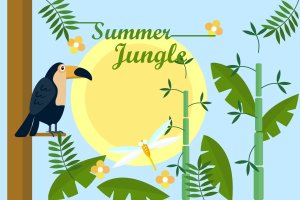 夏日丛林矢量背景图素材 Summer Jungle – Illustration Background