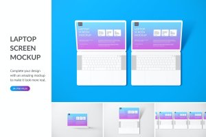 网站UI设计图Macbook屏幕预览样机v1 Unicolor Laptop Mockup