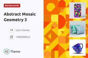 彩色几何马赛克堆叠元素可平铺背景v.3 Background Abstract Mosaic Geometry 3