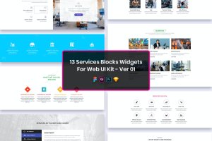 13款企业网站服务页面组件UI设计模板v01 13 Services Blocks Widgets for Web UI Kit Ver-01