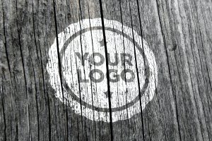 实木材质背景Logo设计油漆印刷效果图样机v3 Wood Logo Mockup 003