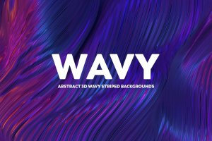 抽象3D波浪条纹高清背景图素材 Abstract 3D Wavy Striped Backgrounds