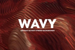 抽象3D波浪条纹暖色背景图素材 Abstract 3D Wavy Striped Backgrounds – Warm Colors