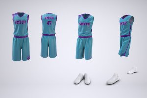 篮球制服球衣和短裤样机 Basketball Uniform Jersey and Shorts Mock-Up