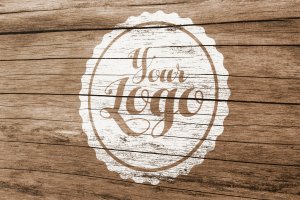 实木材质背景Logo设计油漆印刷效果图样机v2 Wood Logo Mockup 002