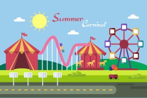 夏季嘉年华矢量背景图素材 Summer Carnival – Illustration Background