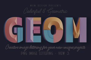 装饰3D立体几何字体英文字母PNG素材v3 Decorative Geometry – 3D Lettering – View 3
