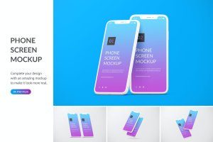 APP产品设计图iPhone手机屏幕预览样机v3 Unicolor Phone Mockup