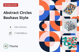 包豪斯风格抽象圆形超高清图案背景素材 Background Abstract Circles Bauhaus Style