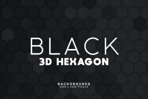 黑色3D立体六边形背景图素材 Black Hexagon Backgrounds