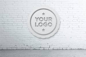 办公室Logo背景墙设计图样机v2 Office Company Logo Mockup 002