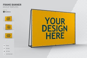 铁架广告巨幅Banner设计样机模板 Frame Ads Banner – Mockups FH