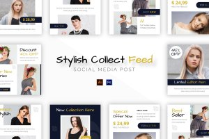 时尚服饰/女性品牌社交媒体营销模板 Stylish Collect Socmed Post