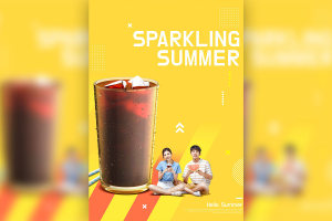 夏季冰爽饮品推广宣传海报psd模板