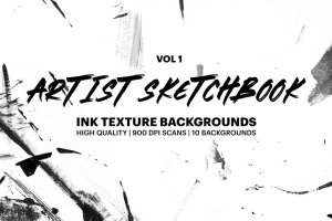 独特墨水泼洒艺术绘画纹理背景 Artist Sketchbook – Textures