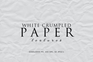 高分辨率白色褶皱纸张纹理背景 White Crumpled Paper Textures