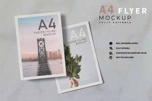 A4格式传单海报PSD预览模板v.8 A4 Flyer/Poster Mockup V.8