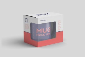 盒子和杯子设计效果图样机模板 Mug inside The Box Mockup