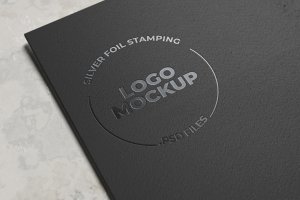 银箔压印效果Logo设计展示样机模板v1 Silver Foil Stamping Logo Mockup