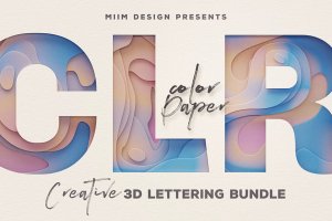 彩色剪纸风格3D立体效果英文字母PNG素材 Color Paper – 3D Lettering