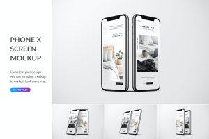 iPhone X苹果手机双屏幕演示效果图样机 Phone Mockup