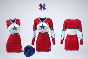 美国风格拉拉队制服多角度样机模板 Cheerleading Uniform Mock-Up