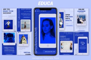 在线教育主题Instagram海报模板套装 Educa – Instagram Template Pack