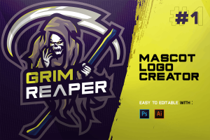 残酷收割者电子竞技Logo模板 GRIM REAPER – E-Sports Logo Creator