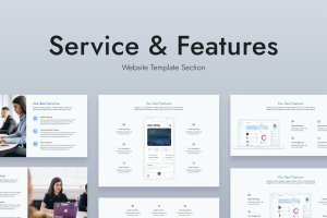 现代多用途网站功能UI组件模板 Web Service and Features Section Template