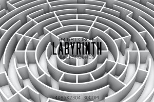明亮的圆形迷宫背景平面图 Bright Circle Labyrinth Backgrounds