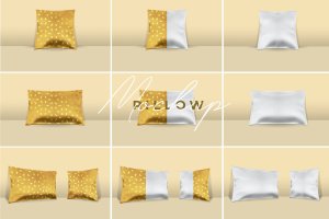 高级金色质感枕头图案设计样机 Premium Pillow Mockup Pro