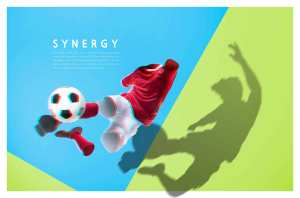 抽象多彩失真效果足球运动服装海报设计素材