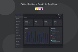 APP＆网站数据统计仪表盘UI设计套件 Flatio – Dashboard App UI Kit Dark Mode