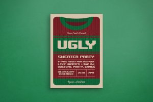 丑毛衣派对圣诞活动宣传单PSD素材 Ugly Sweater