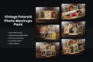 宝丽来复古照片样机素材包 Polaroid Vintage Photo Mockups Pack
