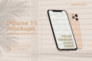 iPhone 11 Pro实体样机屏幕效果预览模板 iPhone 11 Pro – Mockup Scene Creator II – Cream