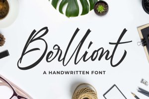 家居广告杂志封面设计手写字体 Berlliont a Handwitting Font