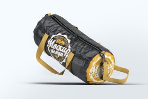 桶装背包运动行李袋演示样机 Barrel Sport Duffel Bag Mock-Up