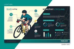 自行车骑手预制信息图表安全提示矢量模板 Premade Infographic Safety Tips for Cyclist